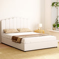 Artiss FION White Boucle Queen Gas Lift Bed Frame