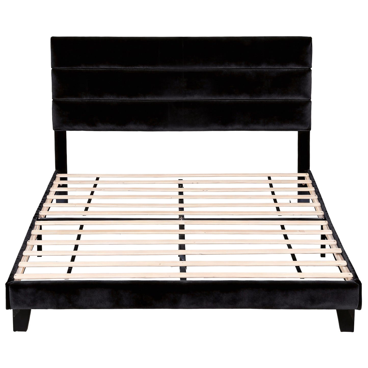 Artiss King Bed Frame Upholstered Platform Base with Geometric Headboard Black Velvet BFRAME-H-HUSH-K-BK-ABC