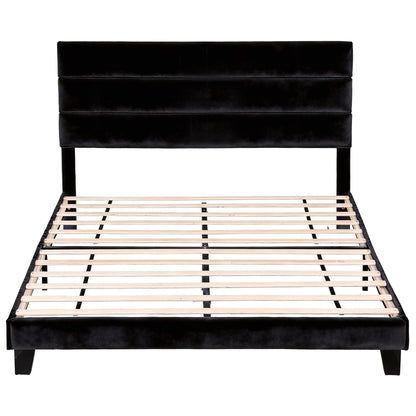 Artiss King Bed Frame Upholstered Platform Base with Geometric Headboard Black Velvet BFRAME-H-HUSH-K-BK-ABC