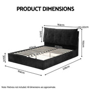 Artiss Queen Bed Frame with Horizontal Gas Lift Storage with LED Light USB Type-C Charging Station Black BFRAME-H-HYDE-Q-BK-ABCD