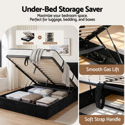 Artiss Queen Bed Frame with Horizontal Gas Lift Storage with LED Light USB Type-C Charging Station Black BFRAME-H-HYDE-Q-BK-ABCD