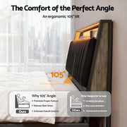 Artiss Double Bed Frame LED Storage Headboard with Charging Station Black
