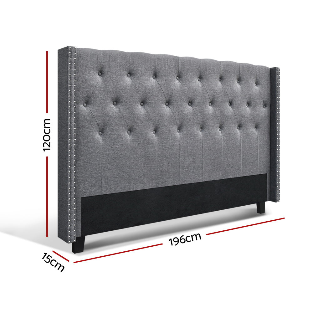Artiss Bed Head Headboard King Size Fabric - LUCA Grey BFRAME-H-LUCA-K-GY