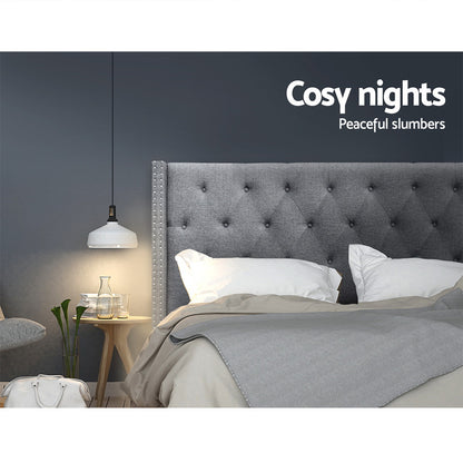 Artiss Bed Head Headboard King Size Fabric - LUCA Grey BFRAME-H-LUCA-K-GY