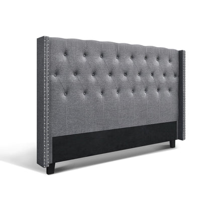 Artiss Bed Head Headboard King Size Fabric - LUCA Grey BFRAME-H-LUCA-K-GY