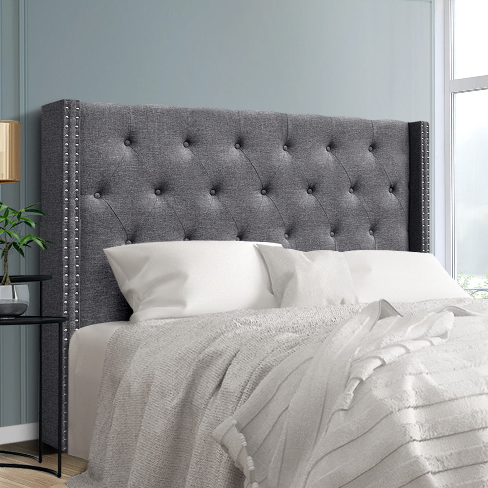 Artiss Bed Head Headboard Queen Size Fabric - LUCA Grey BFRAME-H-LUCA-Q-GY