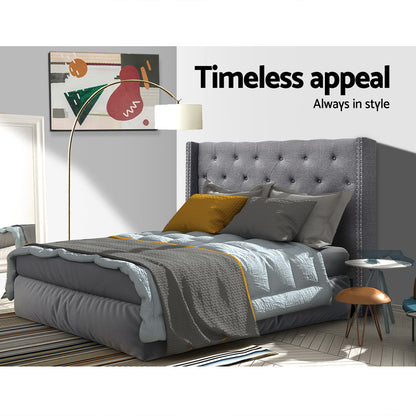 Artiss Bed Head Headboard Queen Size Fabric - LUCA Grey BFRAME-H-LUCA-Q-GY