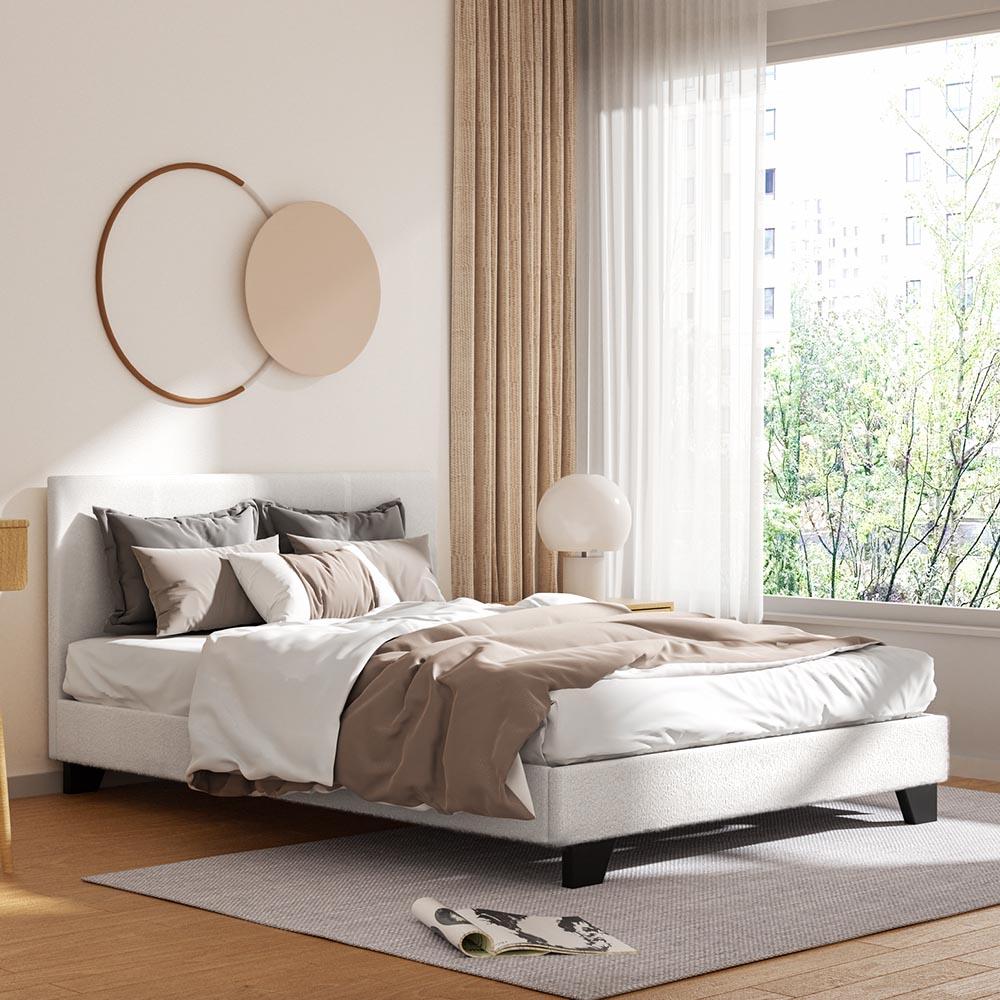 Artiss Bed Frame Double Size Boucle NEO BFRAME-H-NEO-D-TED-AB
