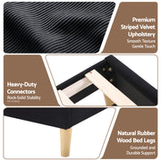Artiss Double Bed Frame Upholstered Adjustable Headboard Mood Lighting Heavy Duty Black Velvet