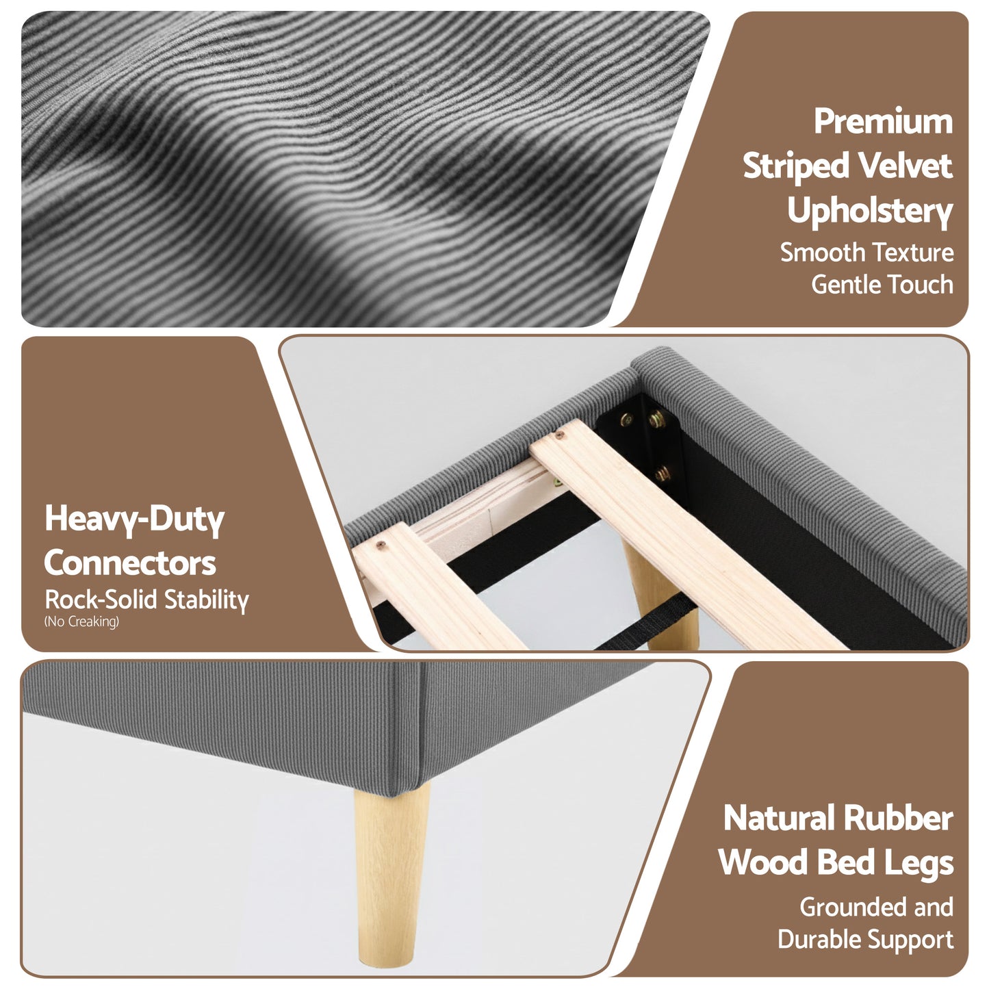 Artiss Queen Bed Frame Upholstered Adjustable Headboard Mood Lighting Heavy Duty Grey Velvet BFRAME-H-ROYCE-Q-GY-AB