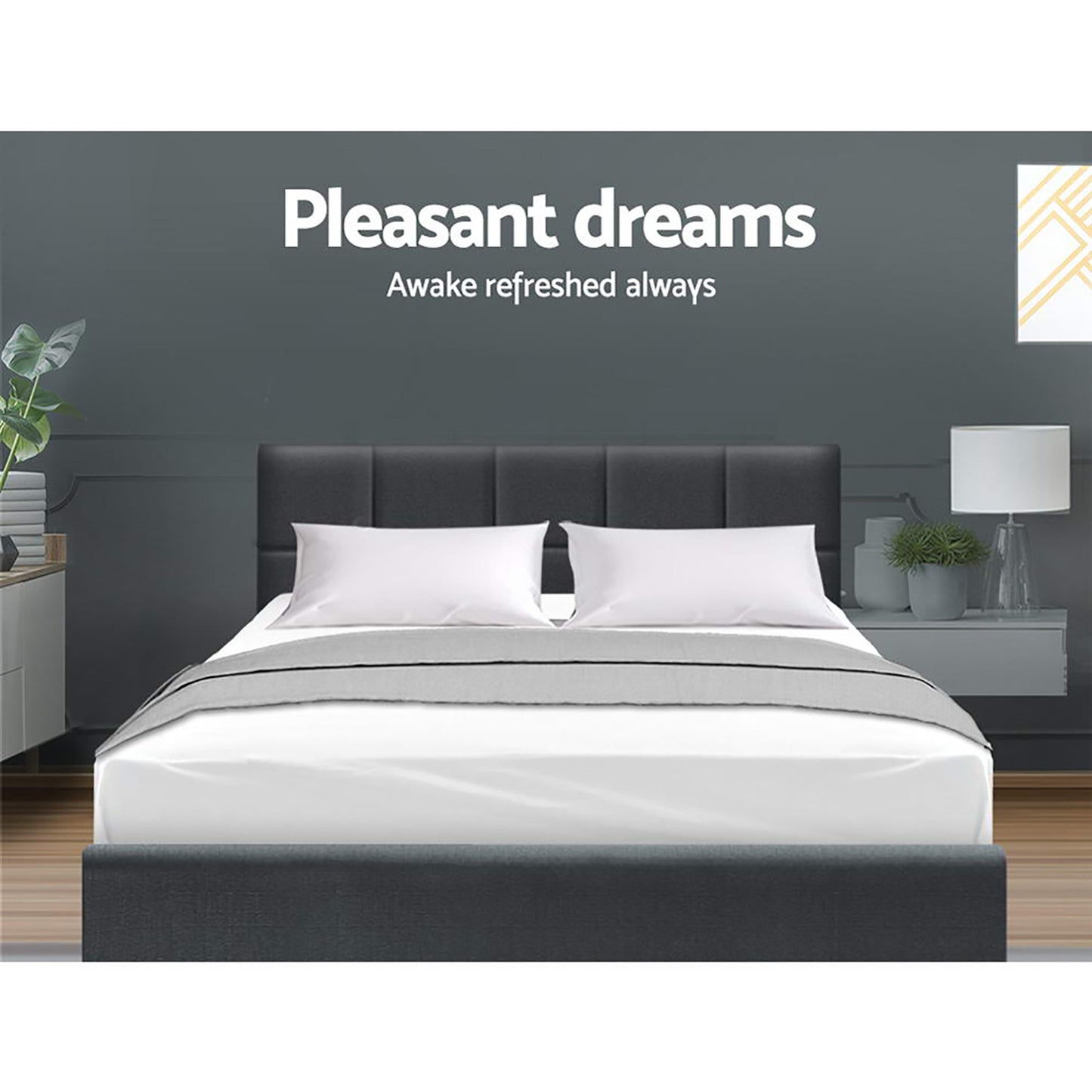 Artiss Bed Frame Queen Size Charcoal TINO BFRAME-H-TINO-Q-CA-AB