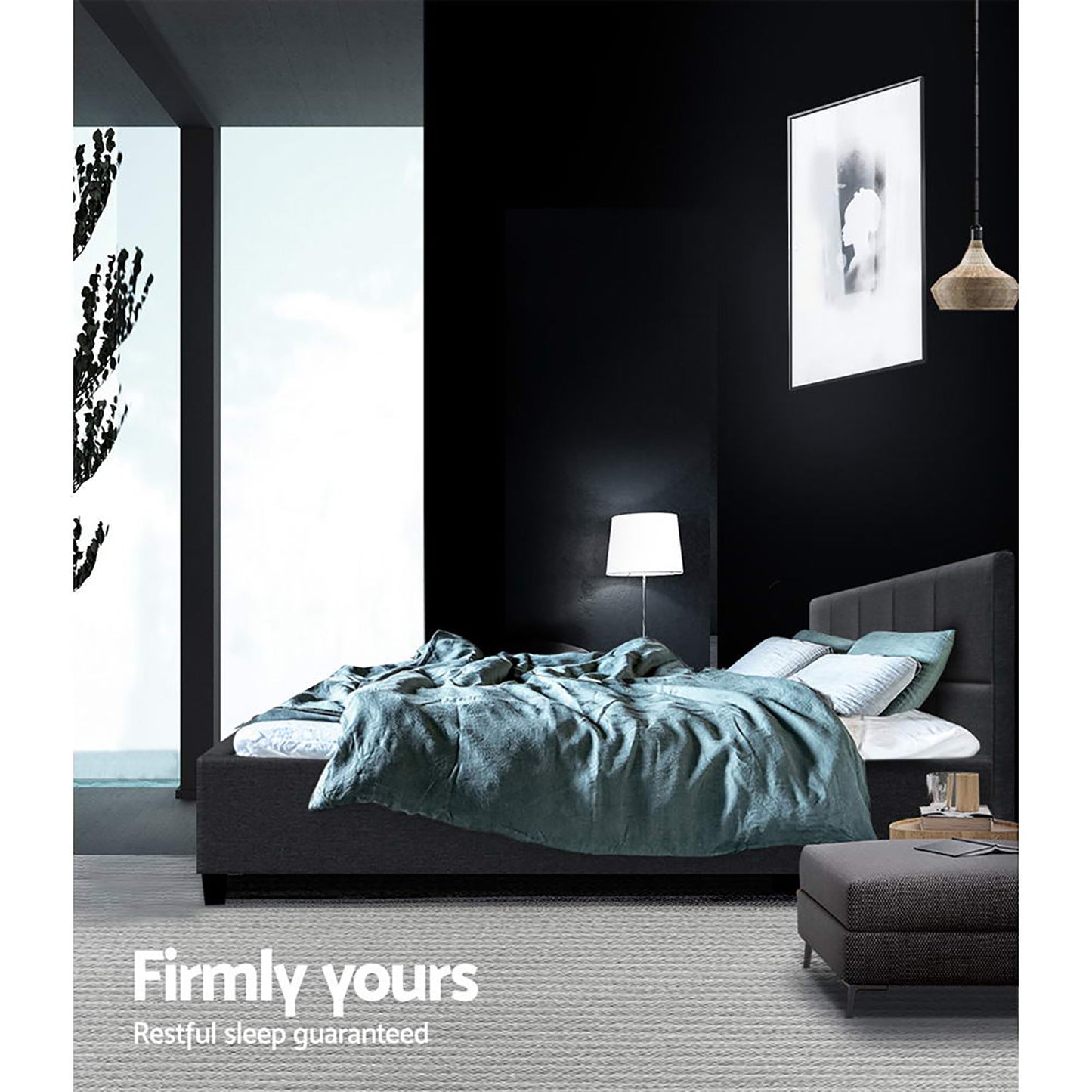 Artiss Bed Frame Queen Size Charcoal TINO BFRAME-H-TINO-Q-CA-AB