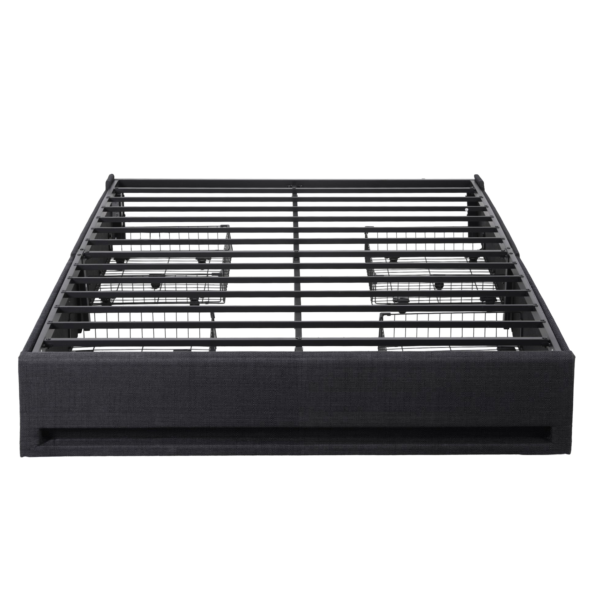 Artiss Double Bed Frame with Storage Drawers RGB Lights Charging Station Upholstered Fabric BFRAME-H-ZENO-D-BK-ABC
