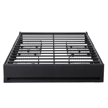 Artiss Double Bed Frame with Storage Drawers RGB Lights Charging Station Upholstered Fabric BFRAME-H-ZENO-D-BK-ABC
