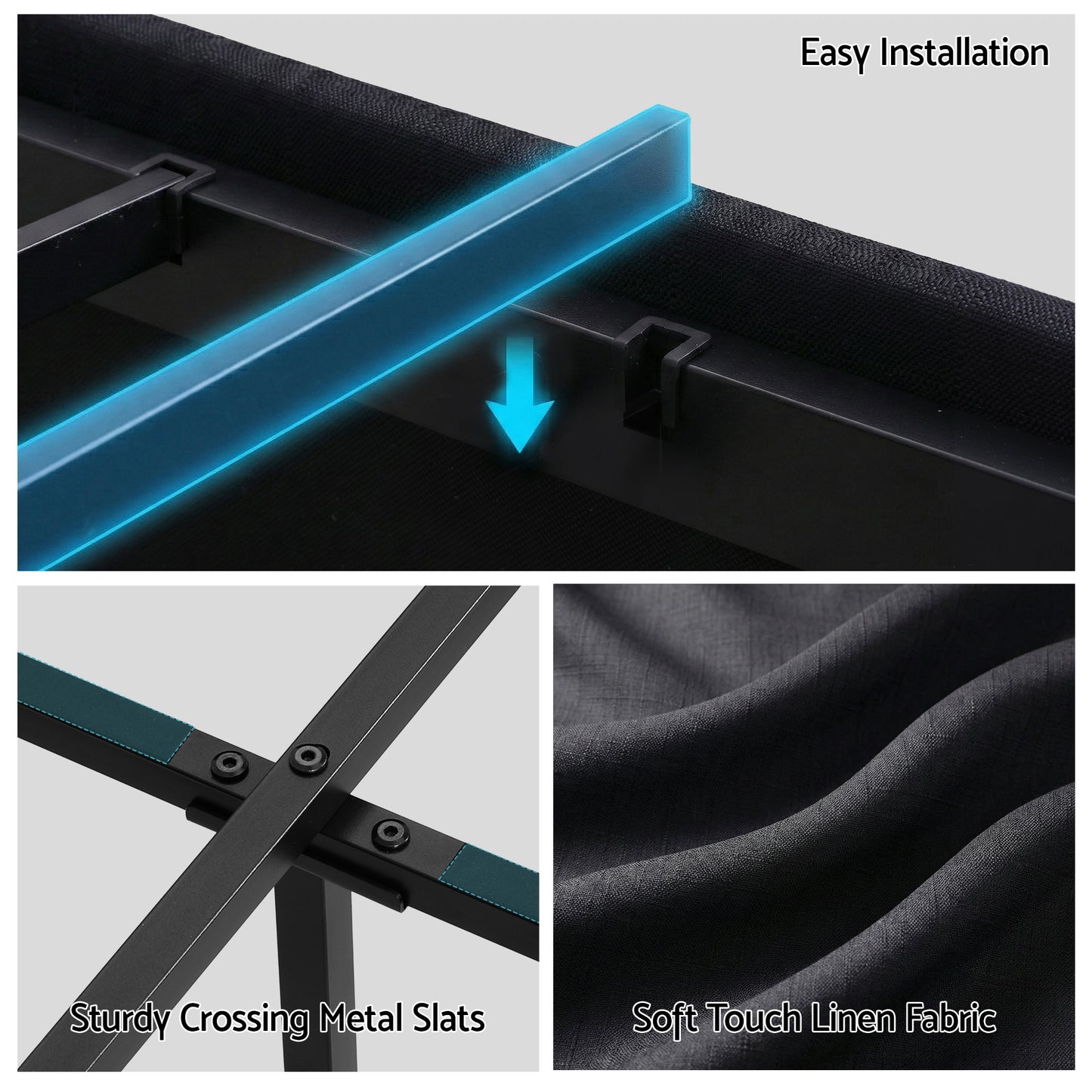 Artiss Double Bed Frame with Storage Drawers RGB Lights Charging Station Upholstered Fabric BFRAME-H-ZENO-D-BK-ABC