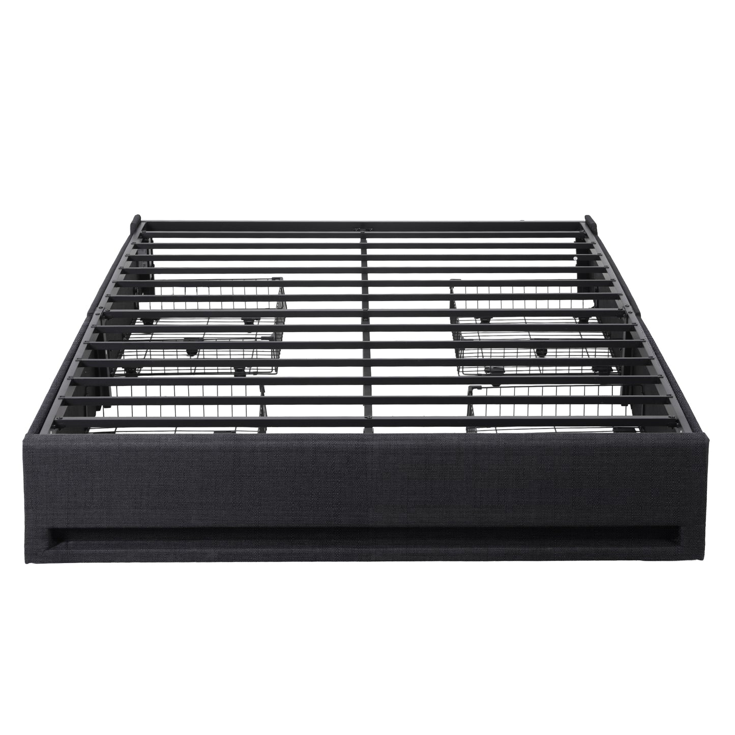 Artiss Queen Bed Frame with Storage Drawers RGB Lights Charging Station Upholstered Fabric BFRAME-H-ZENO-Q-BK-ABC