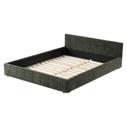 Artiss Double Bed Frame Chenille Heavy Duty Platform Base Green 300kg Support No Box Spring Needed