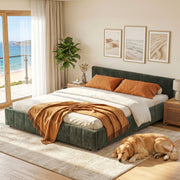 Artiss King Bed Frame Chenille Heavy Duty Platform Base Green 300kg Support No Box Spring Needed