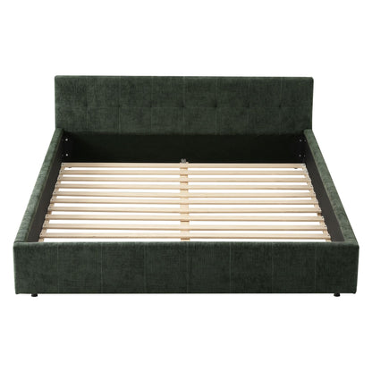 Artiss King Bed Frame Chenille Heavy Duty Platform Base Green 300kg Support No Box Spring Needed