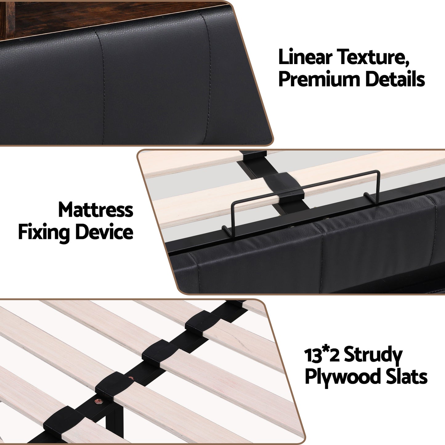 Artiss Double Bed Frame with Gas Lift Storage LED Lights Charging Station Headboard with Open Shelf BFRAME-I-POLA-D-BK-ABC