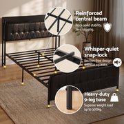 Artiss Double Bed Frame with Storage Headboard SAA Certified Charging Station