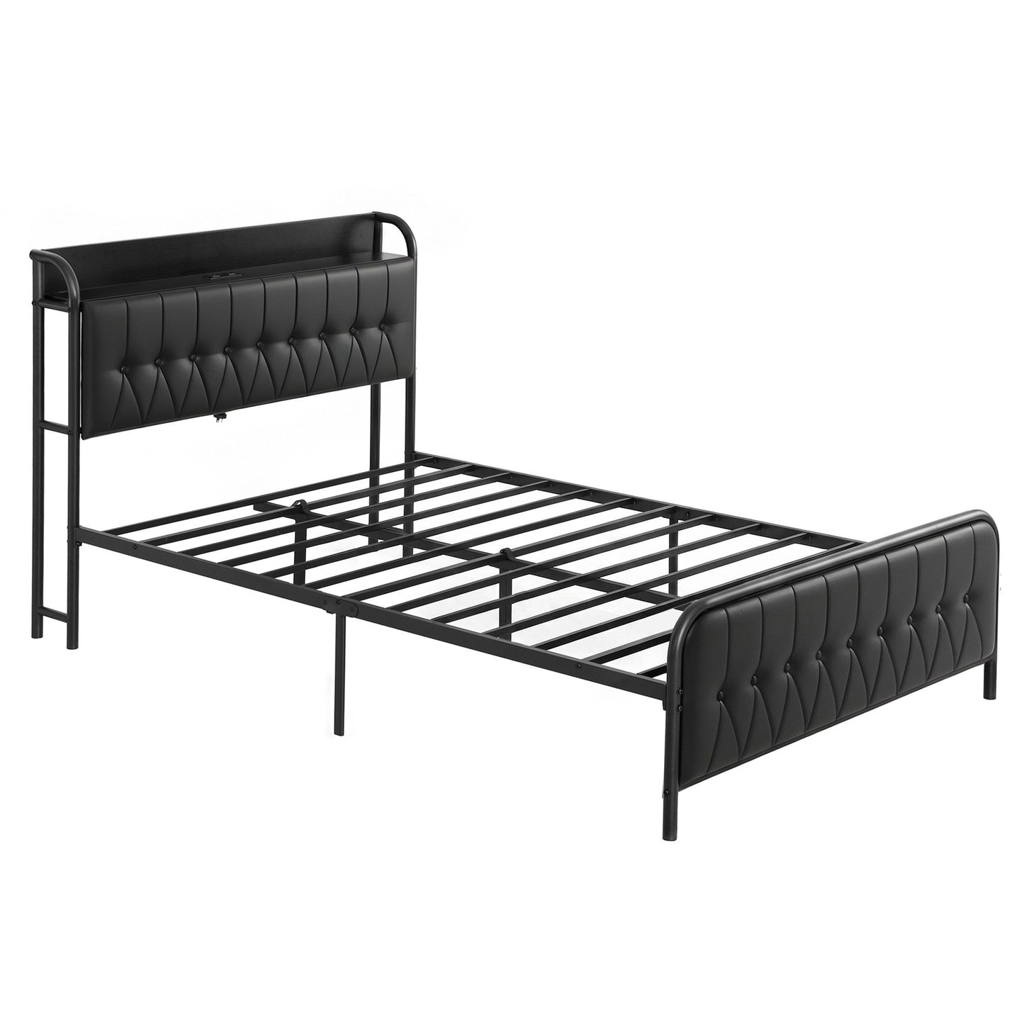 Artiss Double Bed Frame with Storage Headboard SAA Certified Charging Station BFRAME-J-MARK-D-BK-AB