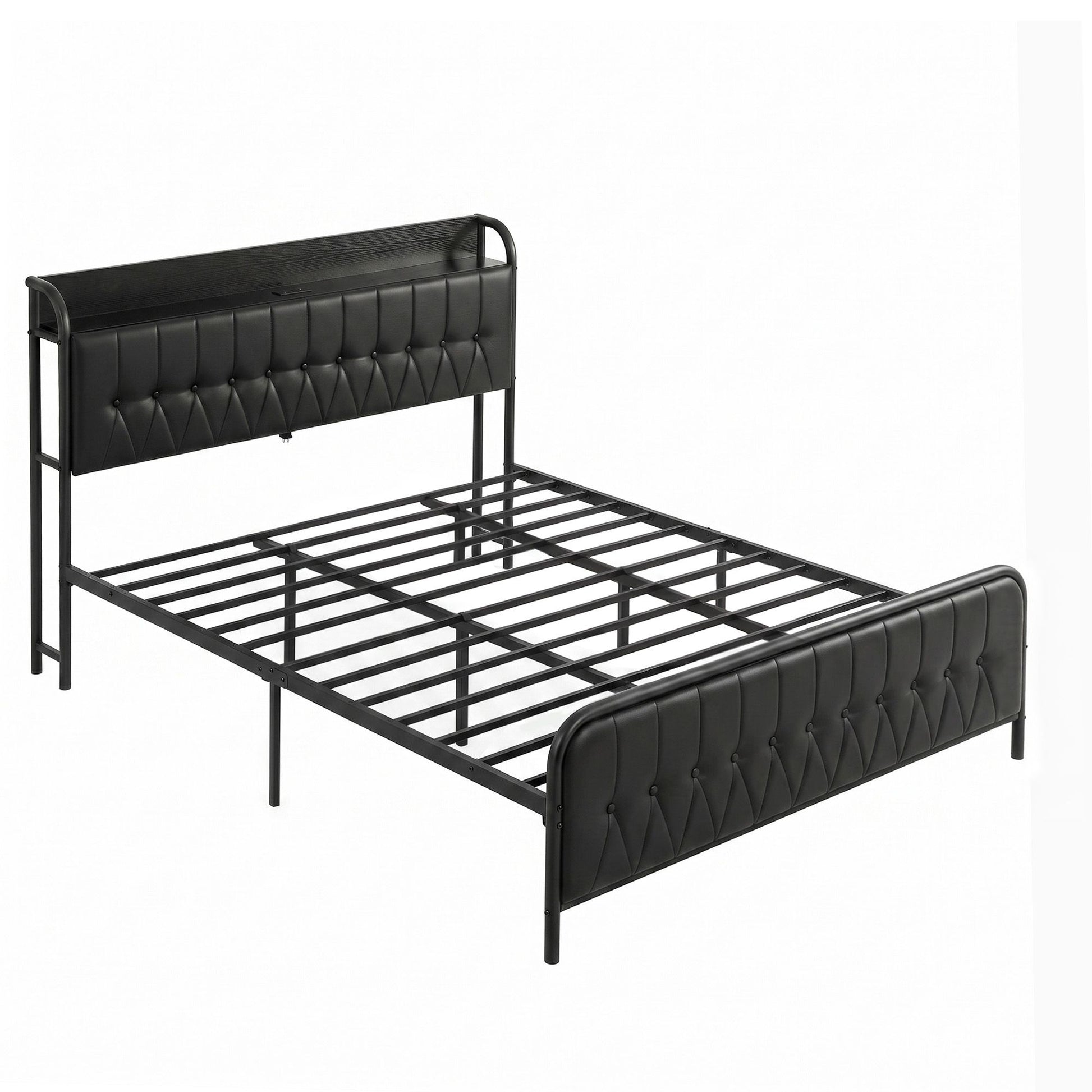 Artiss King Bed Frame with Storage Headboard SAA Certified Charging Station BFRAME-J-MARK-K-BK-AB