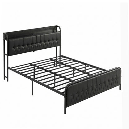 Artiss King Bed Frame with Storage Headboard SAA Certified Charging Station BFRAME-J-MARK-K-BK-AB