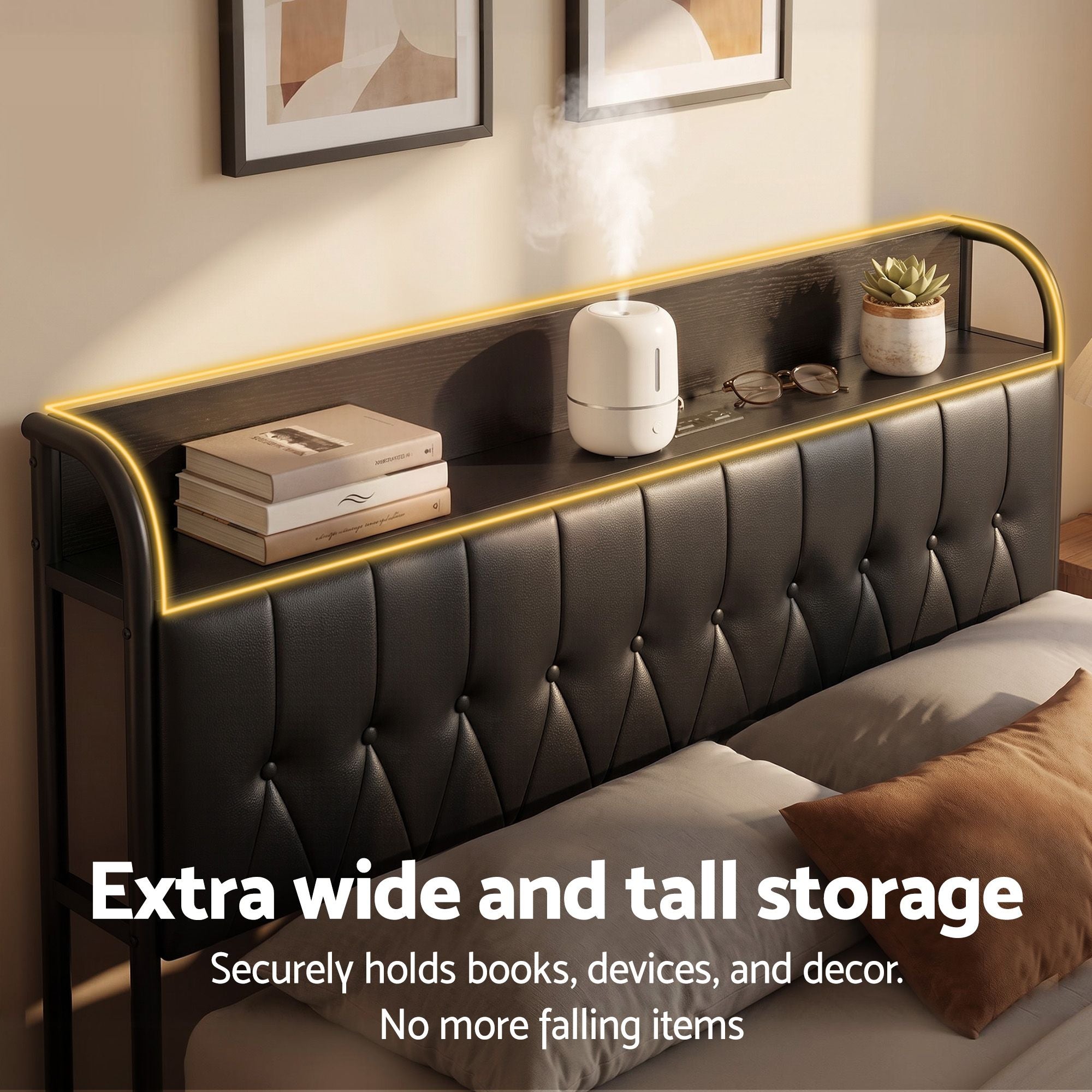 Artiss Queen Bed Frame with Storage Headboard SAA Certified Charging Station BFRAME-J-MARK-Q-BK-AB
