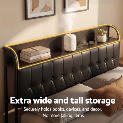 Artiss Queen Bed Frame with Storage Headboard SAA Certified Charging Station BFRAME-J-MARK-Q-BK-AB