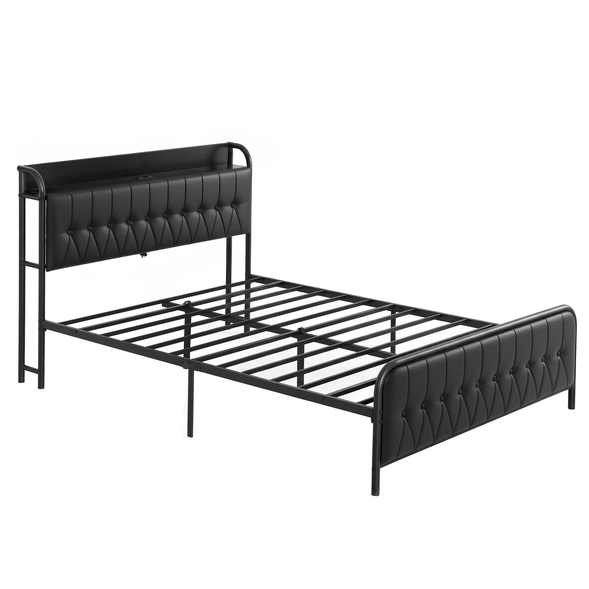 Artiss Queen Bed Frame with Storage Headboard SAA Certified Charging Station BFRAME-J-MARK-Q-BK-AB