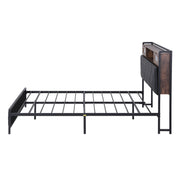 Artiss Double Bed Frame with LED Lights Storage Headboard 2 USB 2 AC Outlets Charging Station BFRAME-J-MEL-D-BK-AB