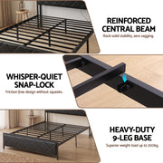 Artiss Double Bed Frame with LED Lights Storage Headboard 2 USB 2 AC Outlets Charging Station BFRAME-J-MEL-D-BK-AB