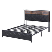 Artiss Queen Bed Frame with LED Lights and Storage Headboard Charging Station