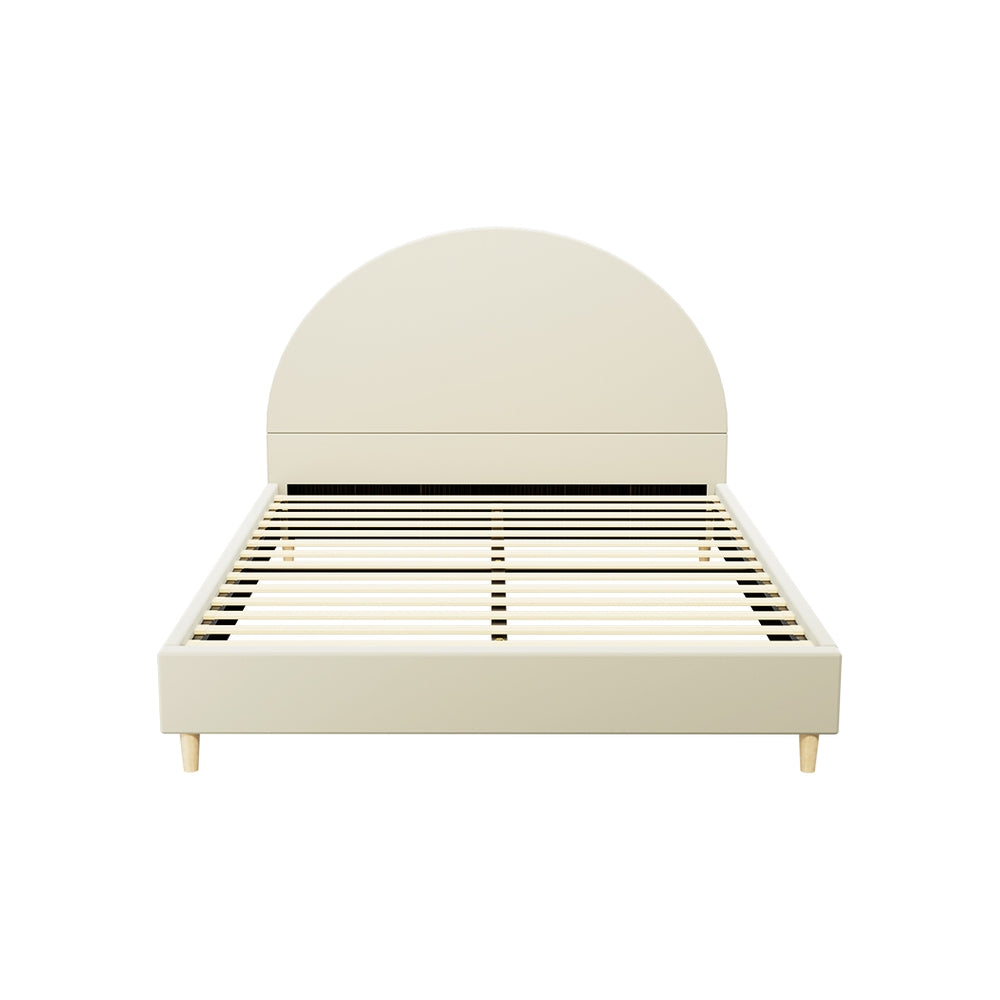 Artiss Bed Frame Double Size Velvet Cream ELLA BFRAME-K-ELLA-D-TED-ABC