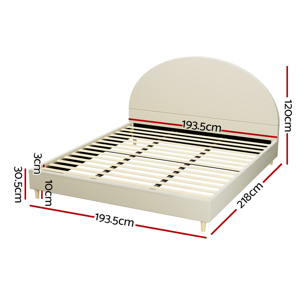 Artiss Bed Frame King Size Velvet Cream ELLA BFRAME-K-ELLA-K-TED-ABC