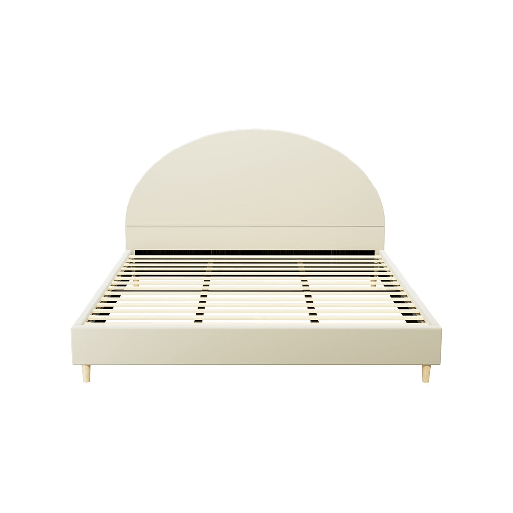 Artiss Bed Frame King Size Velvet Cream ELLA BFRAME-K-ELLA-K-TED-ABC