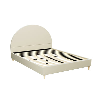 Artiss Bed Frame Queen Size Velvet Cream ELLA BFRAME-K-ELLA-Q-TED-ABC