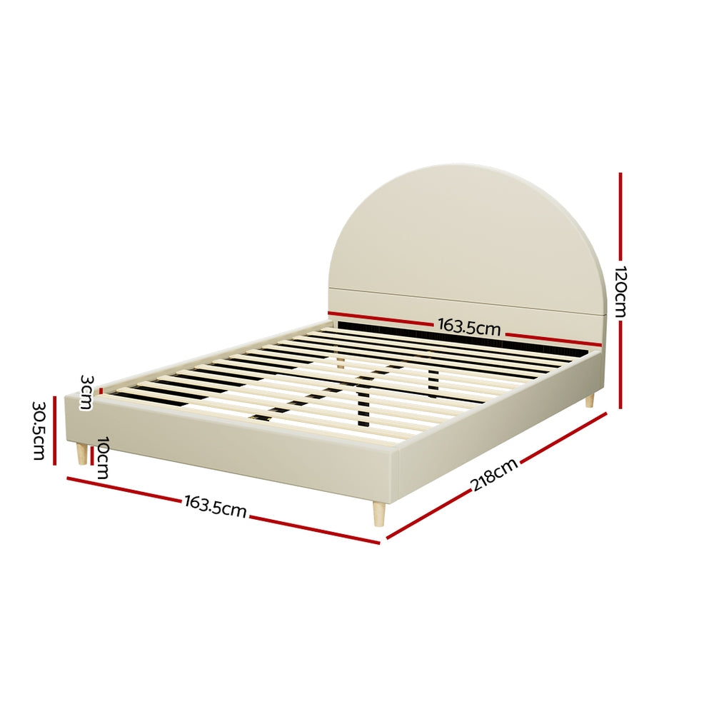 Artiss Bed Frame Queen Size Velvet Cream ELLA BFRAME-K-ELLA-Q-TED-ABC