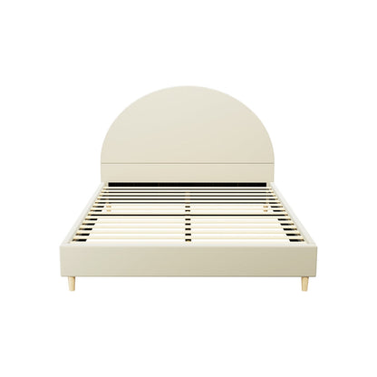 Artiss Bed Frame Queen Size Velvet Cream ELLA BFRAME-K-ELLA-Q-TED-ABC
