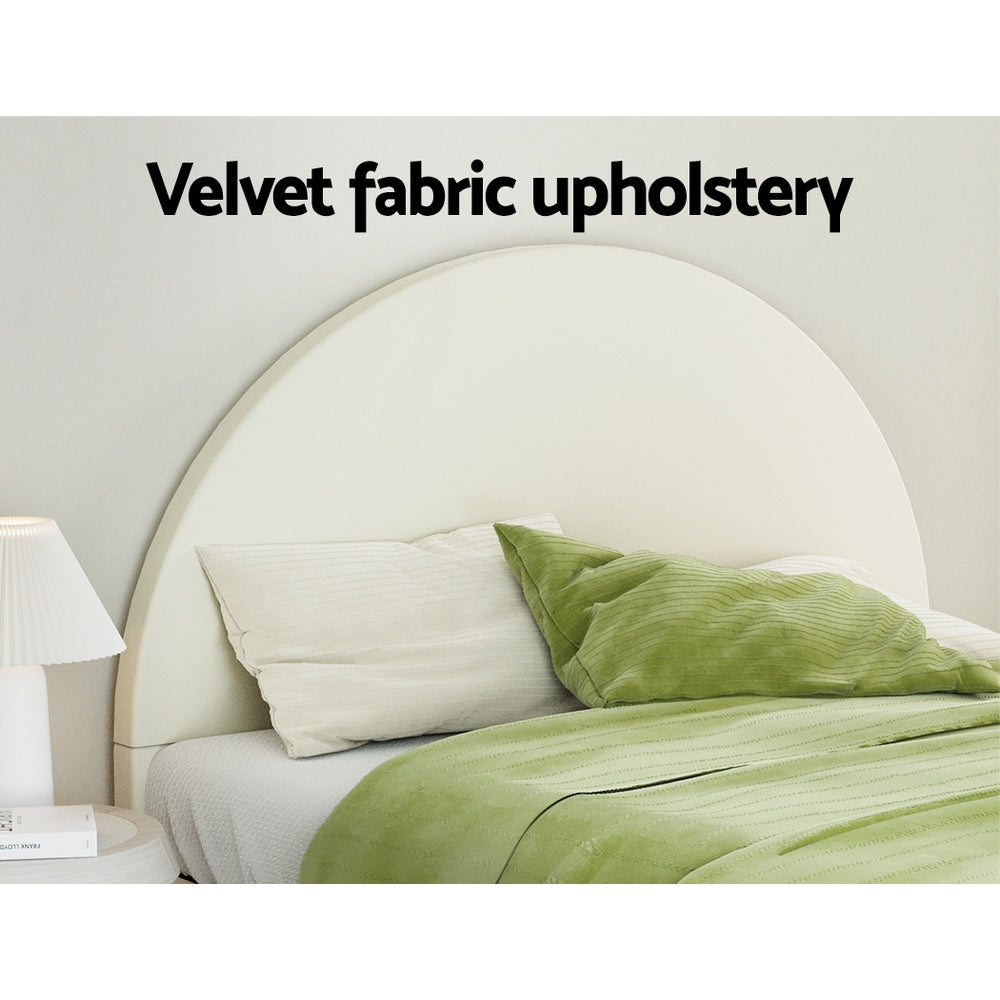Artiss Bed Frame Queen Size Velvet Cream ELLA BFRAME-K-ELLA-Q-TED-ABC