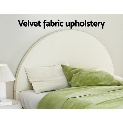 Artiss Bed Frame Queen Size Velvet Cream ELLA BFRAME-K-ELLA-Q-TED-ABC