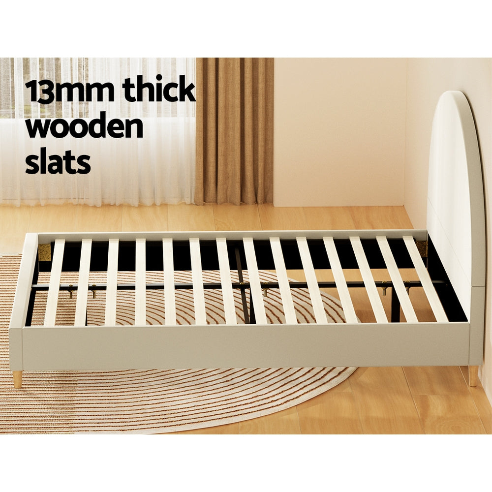 Artiss Bed Frame Queen Size Velvet Cream ELLA BFRAME-K-ELLA-Q-TED-ABC
