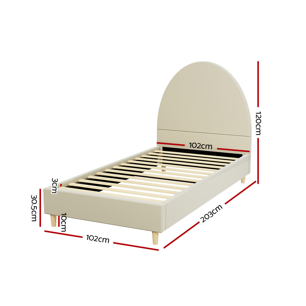 Artiss Bed Frame Single Size Velvet Cream ELLA BFRAME-K-ELLA-S-TED-AB