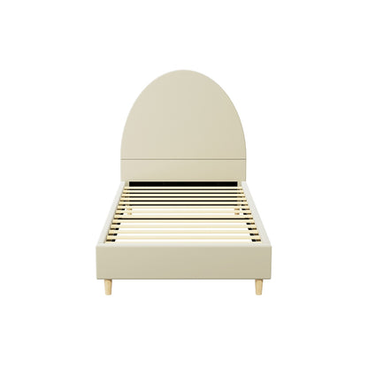 Artiss Bed Frame Single Size Velvet Cream ELLA BFRAME-K-ELLA-S-TED-AB