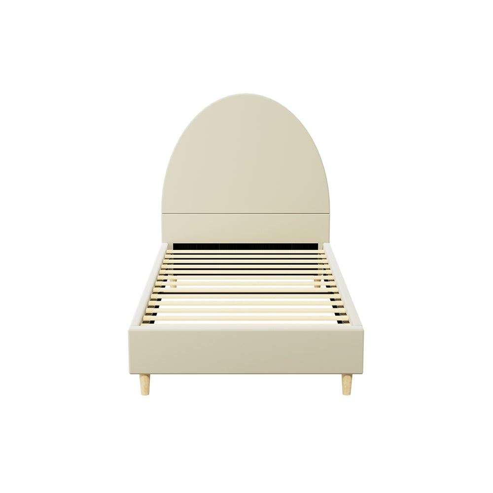 Artiss Bed Frame Single Size Velvet Cream ELLA BFRAME-K-ELLA-S-TED-AB