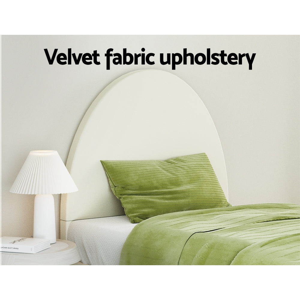 Artiss Bed Frame Single Size Velvet Cream ELLA BFRAME-K-ELLA-S-TED-AB