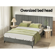 Artiss Bed Frame Queen Size Velvet Grey LOTT BFRAME-K-LOTT-Q-GY-ABCD