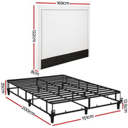 Artiss Queen Bed Frame with Headboard Platform Bed Base Grey Beige Fabric Metal BFRAME-MASON-RIVE-Q-GR
