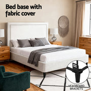 Artiss Queen Bed Frame with Headboard Platform Bed Base Grey Beige Fabric Metal BFRAME-MASON-RIVE-Q-GR